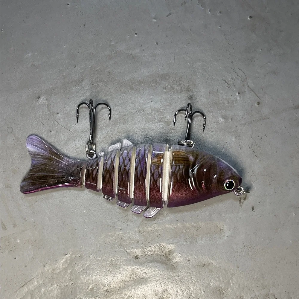 Lifelike Multi-Jointed Fish Lure - Black and Purple